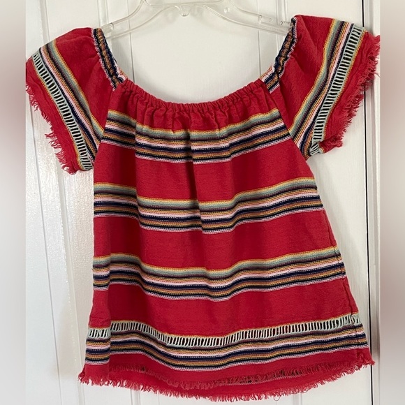 Anthropologie dRA Los Angeles striped Raw Hem Boho Top Off Shoulder Size Medium - Picture 5 of 9